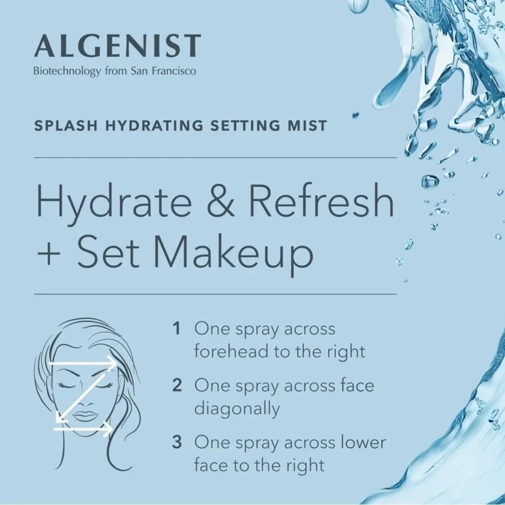 2 Bottles Algenist Splash Hydrating Setting Mist 4 oz Full Size
